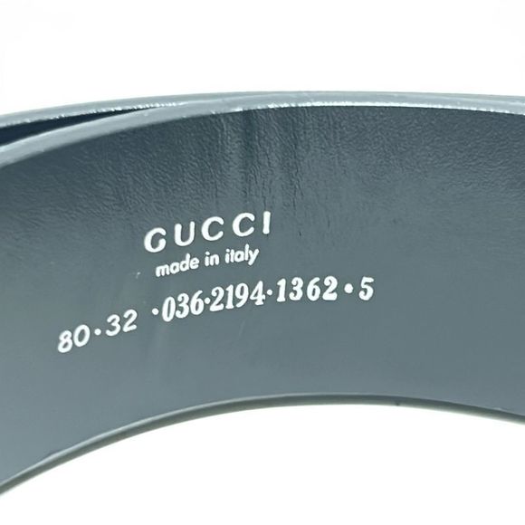 Gucci Belt 80-32 - Black Silver And Gold Leather - Picture 4 of 6